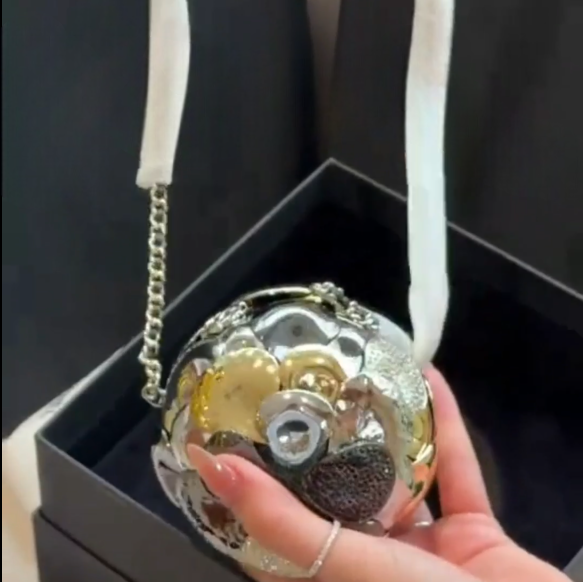 Glossy Mixed-Metal Sphere Statement Bag