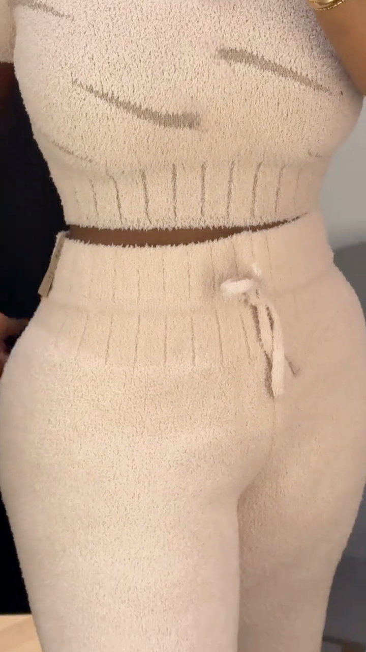 Cozy Plum Fuzzy Knit Loungewear Set