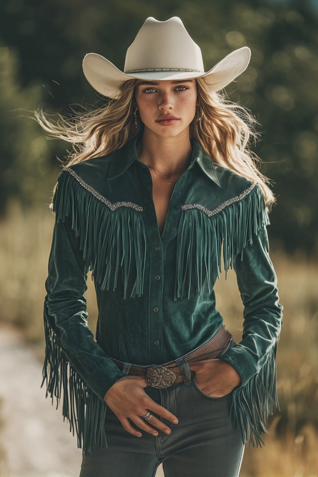 Bohemian Retro Tassel Lapel Long Sleeve Suede Shirt