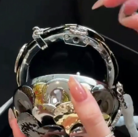 Glossy Mixed-Metal Sphere Statement Bag