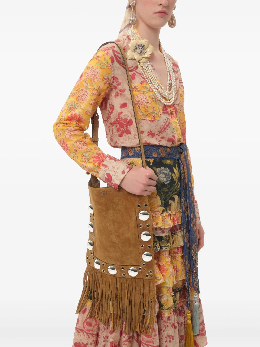 Studs Fringed Cross Body Bag