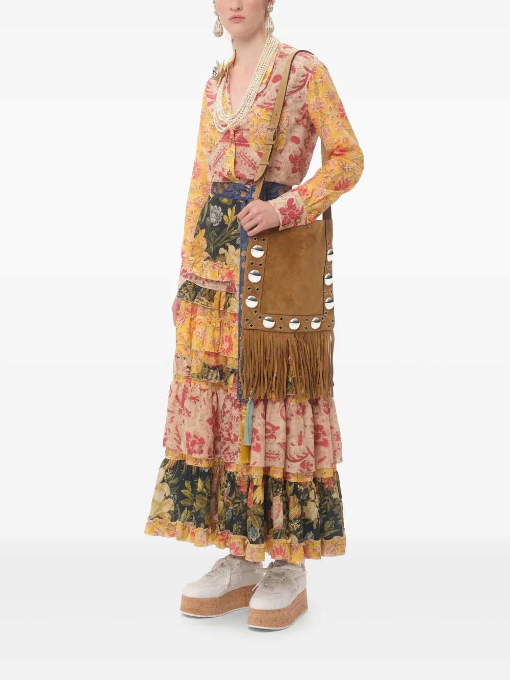 Studs Fringed Cross Body Bag