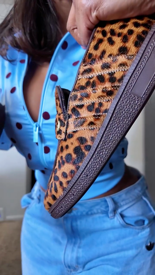 Leopard Print Pony Hair Slip-On Sneakers