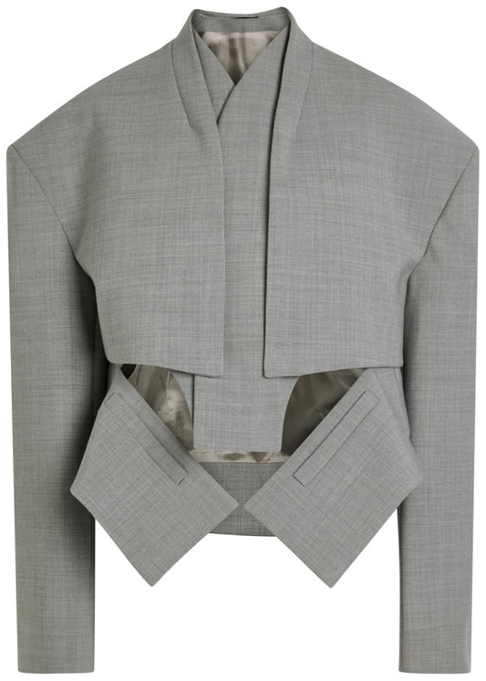 Cut-out woven jacket