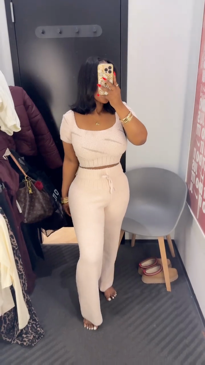 Cozy Plum Fuzzy Knit Loungewear Set