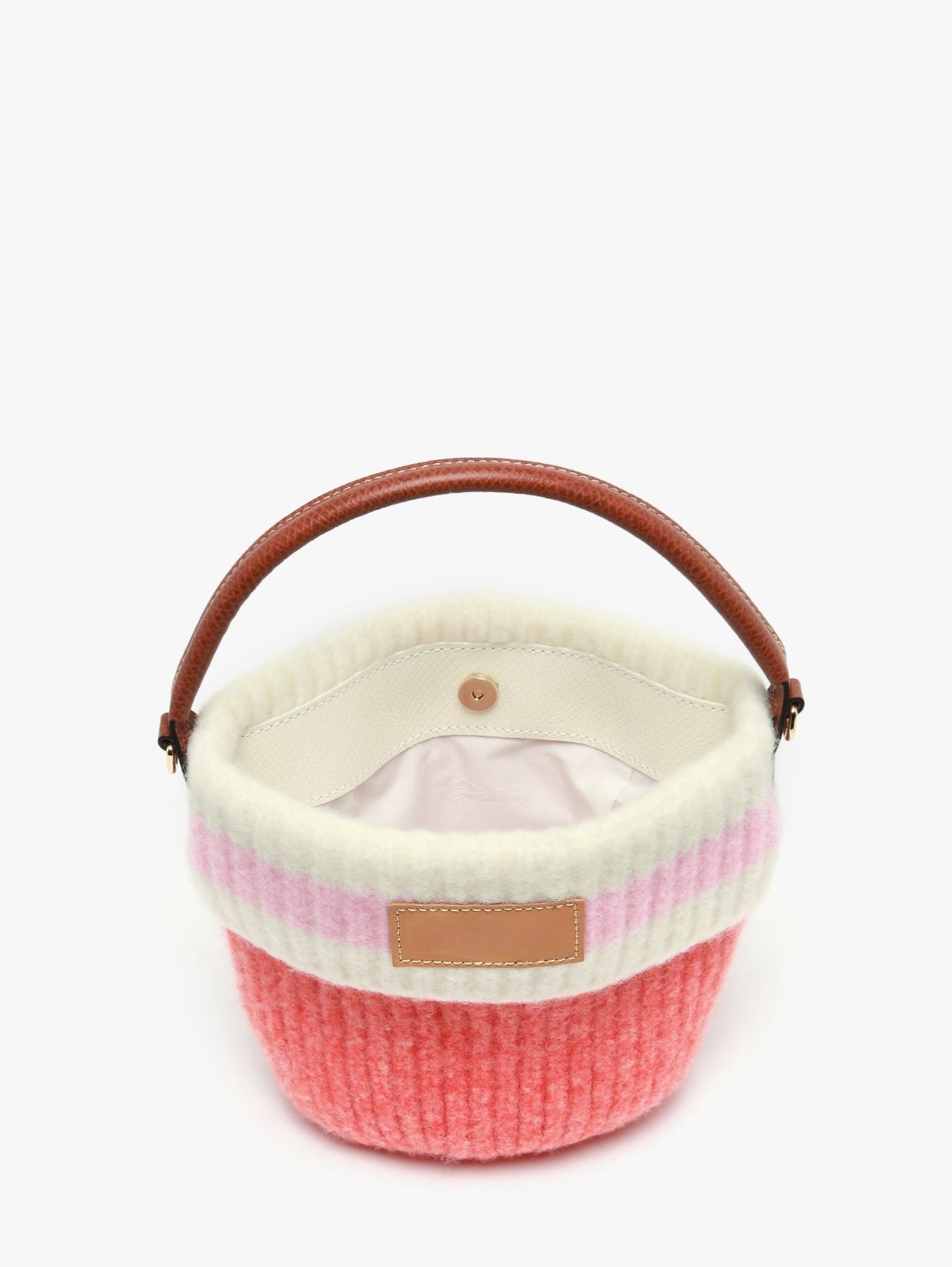 Knit Striped Two-Tone Bucket Bag