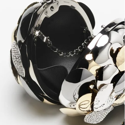 Glossy Mixed-Metal Sphere Statement Bag