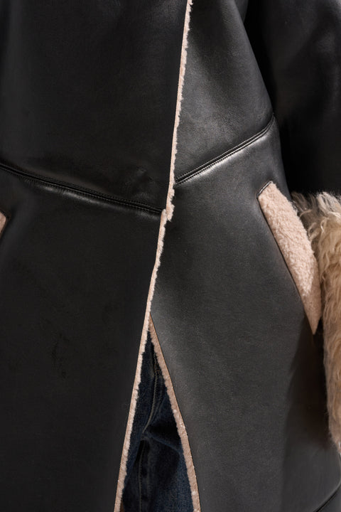 FLUFFY PU TRENCH WITH BONDED SHERPA