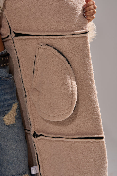 FLUFFY PU TRENCH WITH BONDED SHERPA