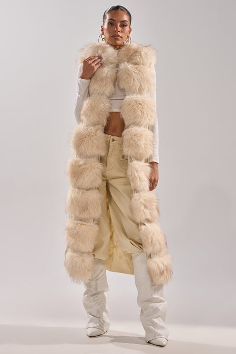 LUXURIOUS FAUX FUR HOODED VEST