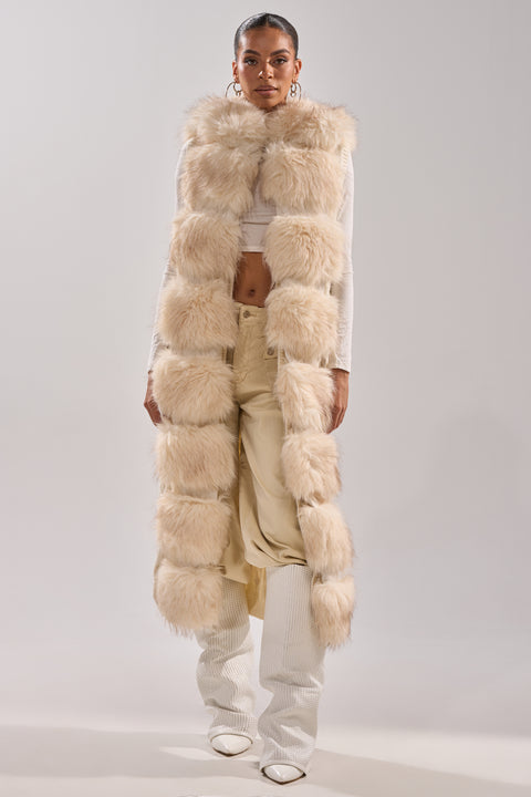 LUXURIOUS FAUX FUR HOODED VEST