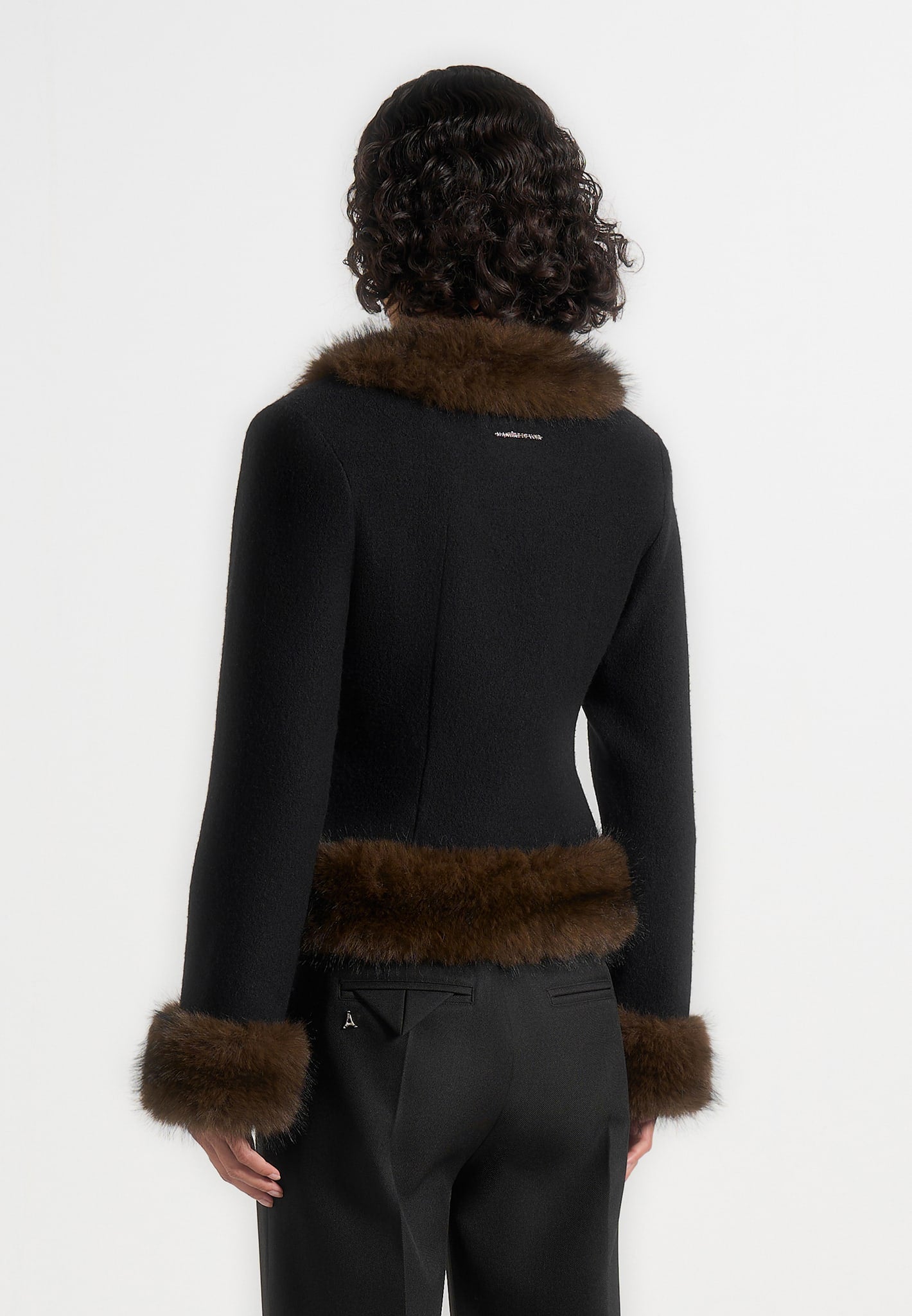 Sculpted Wool & Fur Trim Jacket