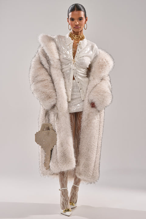 HEAVY ON THE APRES FAUX FUR COAT