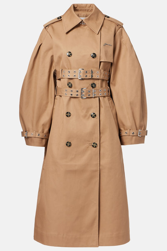Oversized Double-Belted Khaki Trench Coat
