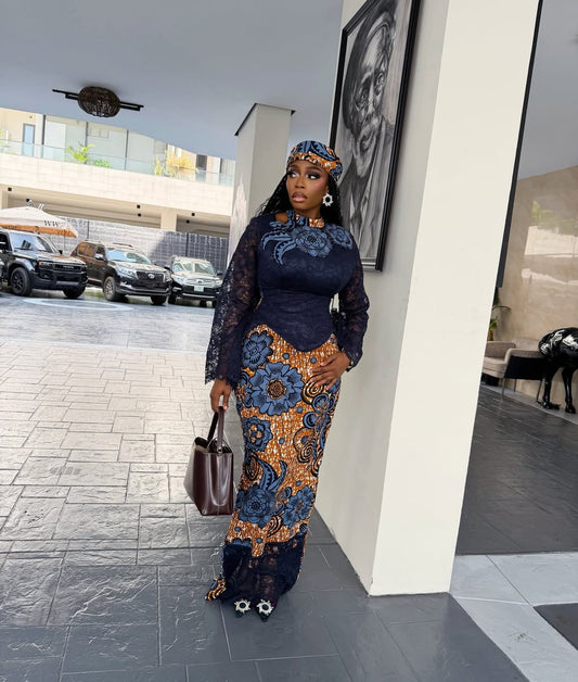 Luxury Ankara Print & Lace Two-Piece