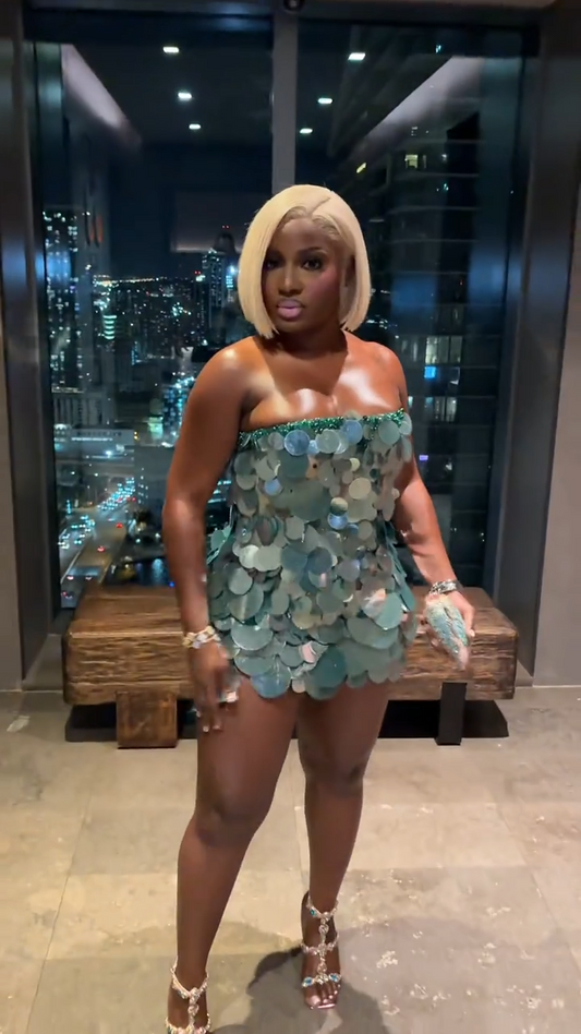 Night Out Iridescent Teal Sequin Mini Dress