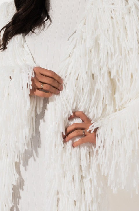 FOREVER TOGETHER FRINGE CARDIGAN WHITE